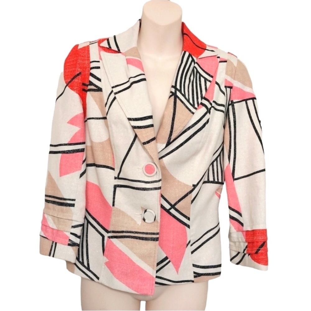 Vintage 80s 90s Alberto Makali Abstract Colorful Blazer Sparkles Artsy Statement